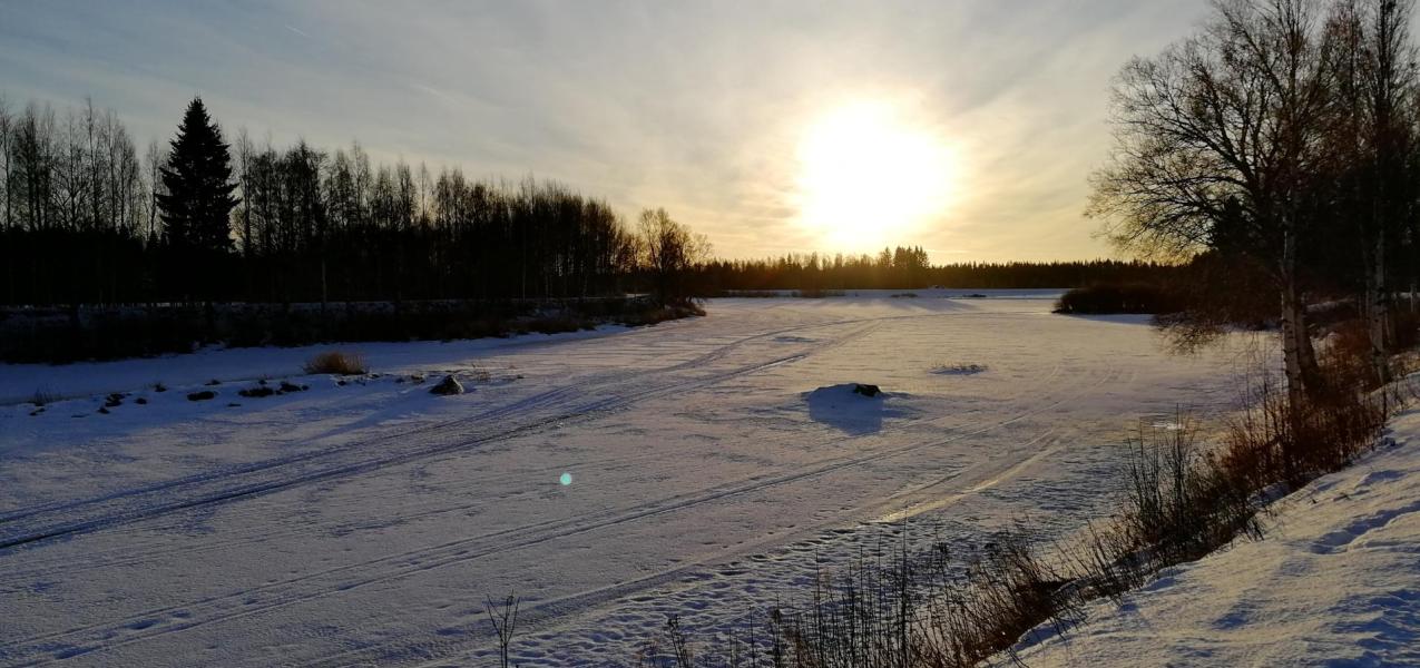 jokimaisema helmikuussa