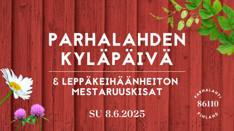 Parhalahden Kyläpäivän logo punaisella lautaseinällä