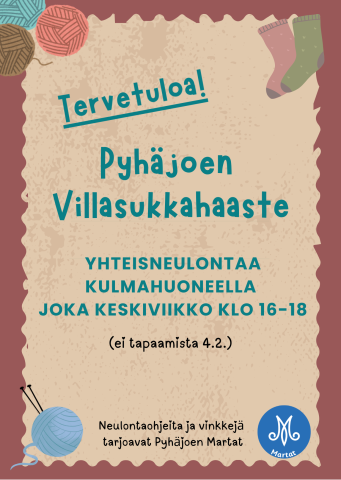 Mainos Pyhäjoen Villasukkahaasteesta