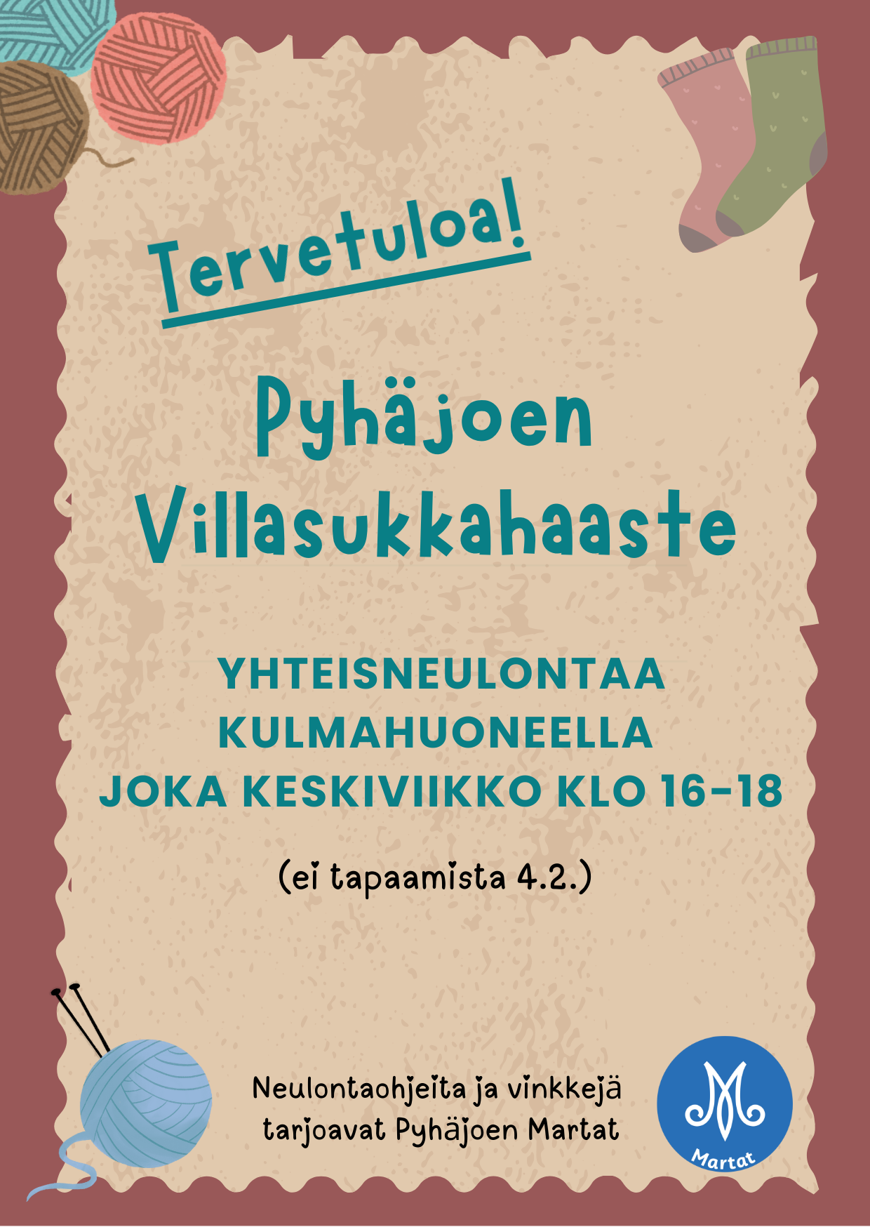 Mainos Pyhäjoen Villasukkahaasteesta